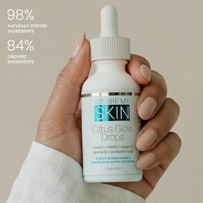 Admire My Skin Vitamin C Gua Sha Oil for Face - Organic Facial Oil with Argan & Rosehip Oils for Glowing, Dewy Skin - 1 oz Avelisse