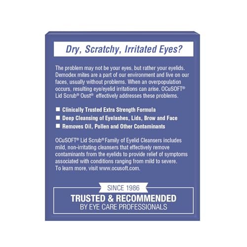 OCuSOFT Lid Scrub Oust Eyelid Cleanser Pre-Moistened Pads, 30 Count – Gentle Eyelid Wipes for Clean, Comfortable Eyes Avelisse