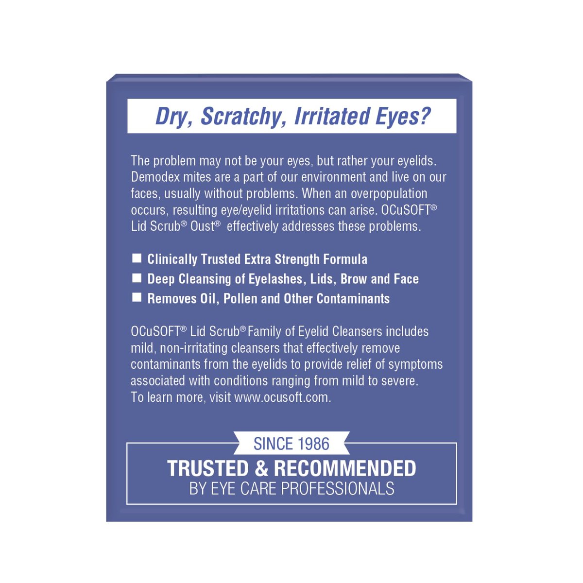 OCuSOFT Lid Scrub Oust Eyelid Cleanser Pre-Moistened Pads, 30 Count – Gentle Eyelid Wipes for Clean, Comfortable Eyes Avelisse