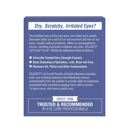 OCuSOFT Lid Scrub Oust Eyelid Cleanser Pre-Moistened Pads, 30 Count – Gentle Eyelid Wipes for Clean, Comfortable Eyes Avelisse