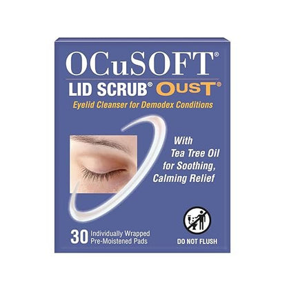 OCuSOFT Lid Scrub Oust Eyelid Cleanser Pre-Moistened Pads, 30 Count – Gentle Eyelid Wipes for Clean, Comfortable Eyes Avelisse