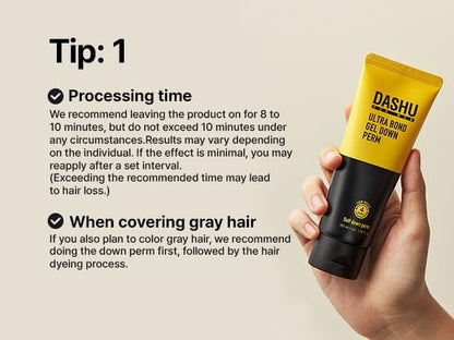 DASHU Down Perm Cream for Men – 3.5 oz Korean Hair Straightening Perm Kit, Ultra Bond Gel, Tame Frizzy Hair, 10-Minute Quick Down Perm, Long-Lasting Hold Avelisse