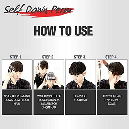DASHU Down Perm for Men – Korean Fast Down Perm Kit 3.38 oz | At-Home Hair Relaxer & Straightener for Side Hair Avelisse