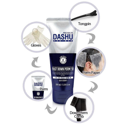 DASHU Down Perm for Men – Korean Fast Down Perm Kit 3.38 oz | At-Home Hair Relaxer & Straightener for Side Hair Avelisse