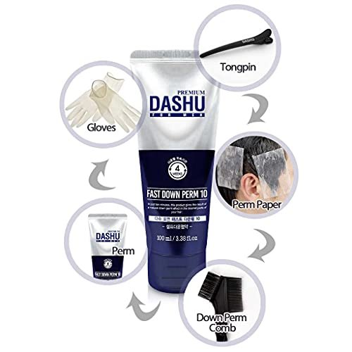 DASHU Down Perm for Men – Korean Fast Down Perm Kit 3.38 oz | At-Home Hair Relaxer & Straightener for Side Hair Avelisse