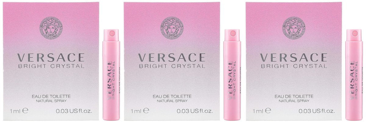 Versace Bright Crystal Eau De Toilette Travel Vials (Lot of 3) – 0.03 oz / 1 ml Each - görsel 1