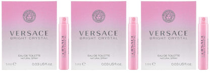 Versace Bright Crystal Eau De Toilette Travel Vials (Lot of 3) – 0.03 oz / 1 ml Each