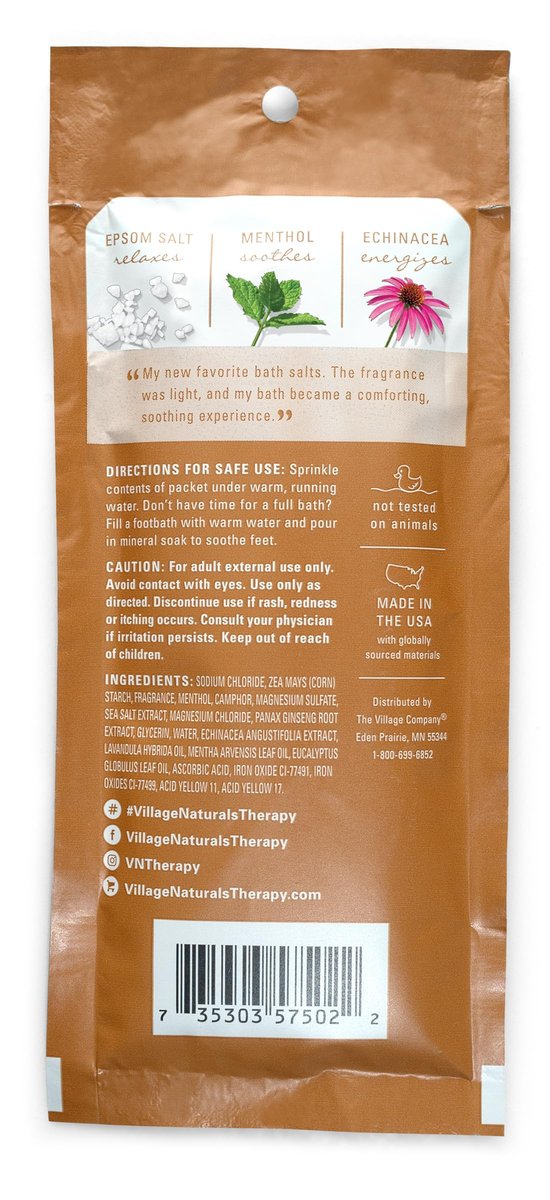 Village Naturals Therapy Breathe Concentrated Mineral Bath Soak, Lemon Mint, 2 oz (Pack of 12) Avelisse