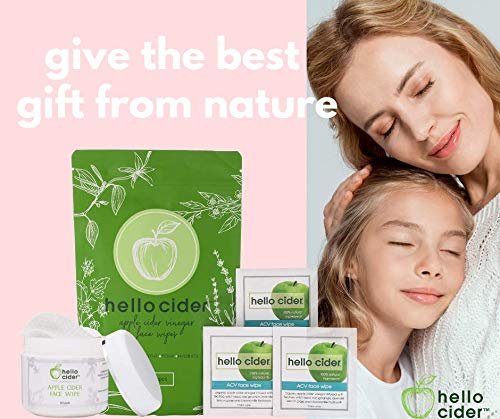 Apple Cider Vinegar Acne Face Toner Pads - Organic Tea Tree, Witch Hazel, Rose, Lavender - Cleanse, Tone, Hydrate, Calm & Soothe - 60 Count by Hello Cider Avelisse