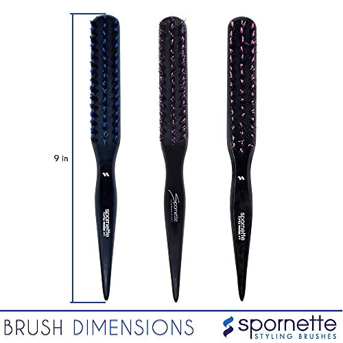 Spornette Little Wonder Small Teasing Brush – Boar & Tourmaline Nylon Bristles for Volume, Slick Backs & Back Brushing (Purple) - görsel 13