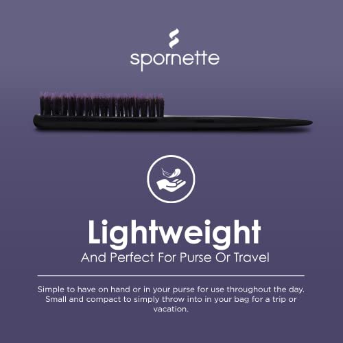 Spornette Little Wonder Small Teasing Brush – Boar & Tourmaline Nylon Bristles for Volume, Slick Backs & Back Brushing (Purple) - görsel 10