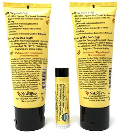 The Naked Bee Orange Blossom Honey Lotion and Lip Balm Set – Hydrating, Moisturizing, Natural Skin Care, Cruelty Free (3 Piece Set) Avelisse