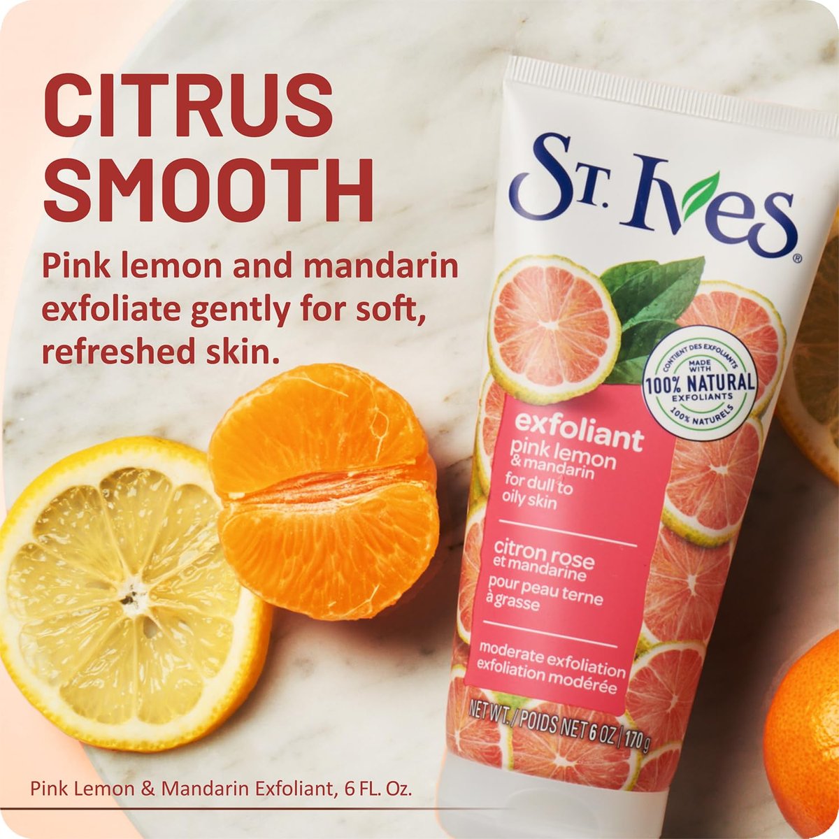 St. Ives Skin-Brightening Pink Lemon & Mandarin Face Scrub - Gentle Exfoliant for Glowing Skin, 6 oz - görsel 5