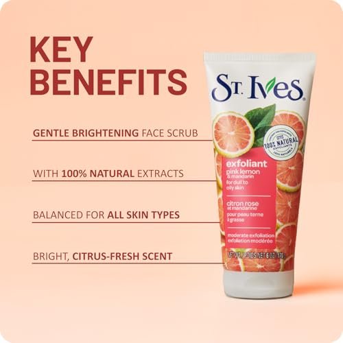 St. Ives Skin-Brightening Pink Lemon & Mandarin Face Scrub - Gentle Exfoliant for Glowing Skin, 6 oz - görsel 10