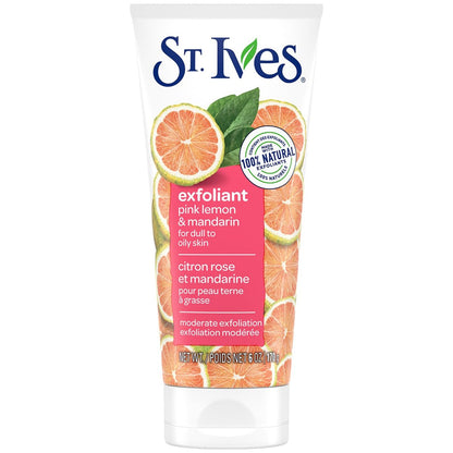 St. Ives Skin-Brightening Pink Lemon & Mandarin Face Scrub - Gentle Exfoliant for Glowing Skin, 6 oz