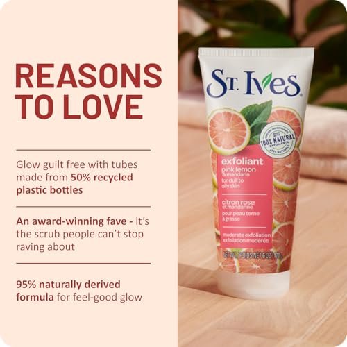 St. Ives Skin-Brightening Pink Lemon & Mandarin Face Scrub - Gentle Exfoliant for Glowing Skin, 6 oz - görsel 12