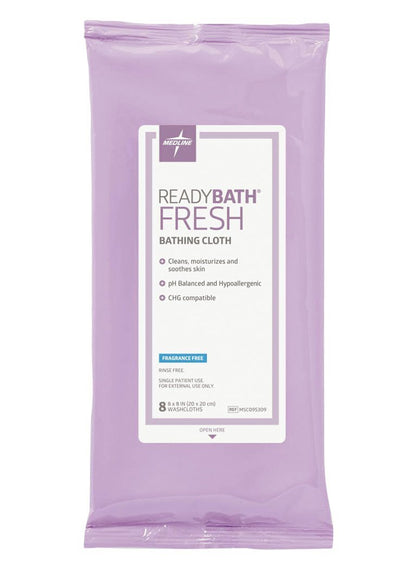ReadyBath Fresh Cloths, Disposable Bathing Wipes, 8 Count (Pack of 1), One Color