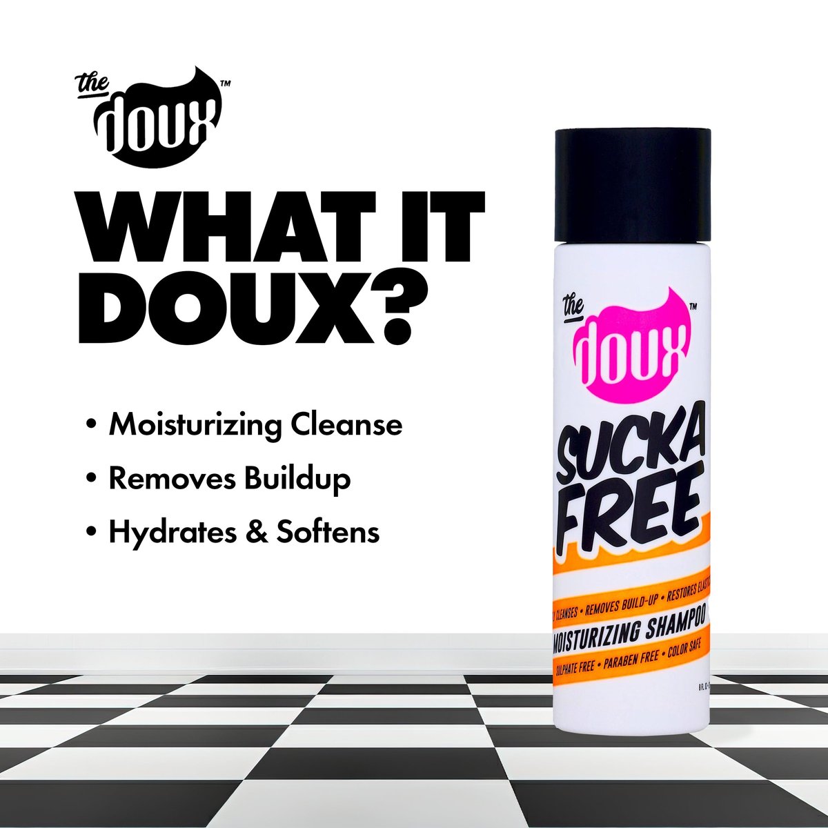 The Doux SUCKA FREE Moisturizing Shampoo for Curly Hair – Sulfate-Free with Shea Butter, Aloe & Silk Amino Acids – 8 Fl Oz Avelisse