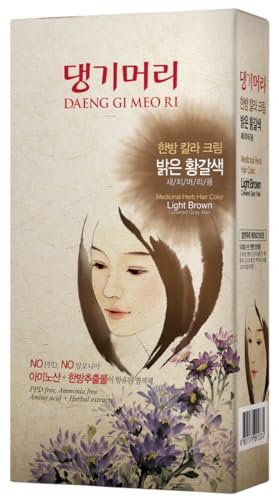 Daeng Gi Meo Ri Korean Herbal Hair Dye Color Cream - Light Brown - PPD-Free, High-Keratin Formula, Gray Coverage, 5 oz Avelisse