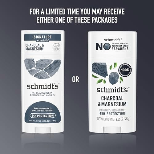 Schmidt's Natural Deodorant Charcoal & Magnesium, Aluminum-Free, Vegan, 24-Hour Odor Protection, 2.65 oz - görsel 6