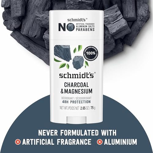 Schmidt's Natural Deodorant Charcoal & Magnesium, Aluminum-Free, Vegan, 24-Hour Odor Protection, 2.65 oz - görsel 10