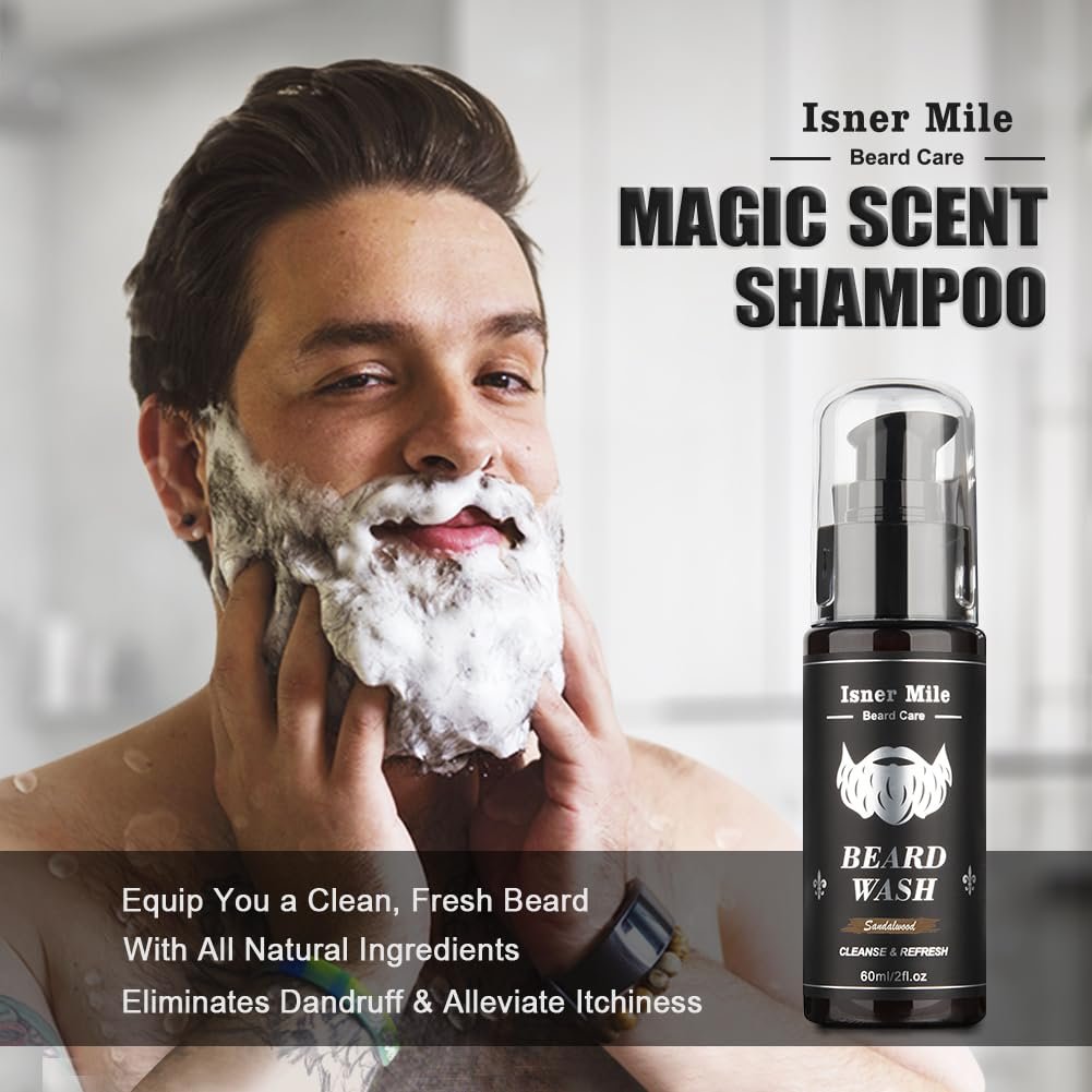 Isner Mile Beard Grooming Kit for Men - Complete Beard Care Set with Oil, Balm, Wash, Brush, Comb & Straight Razor, Gift for Him Avelisse