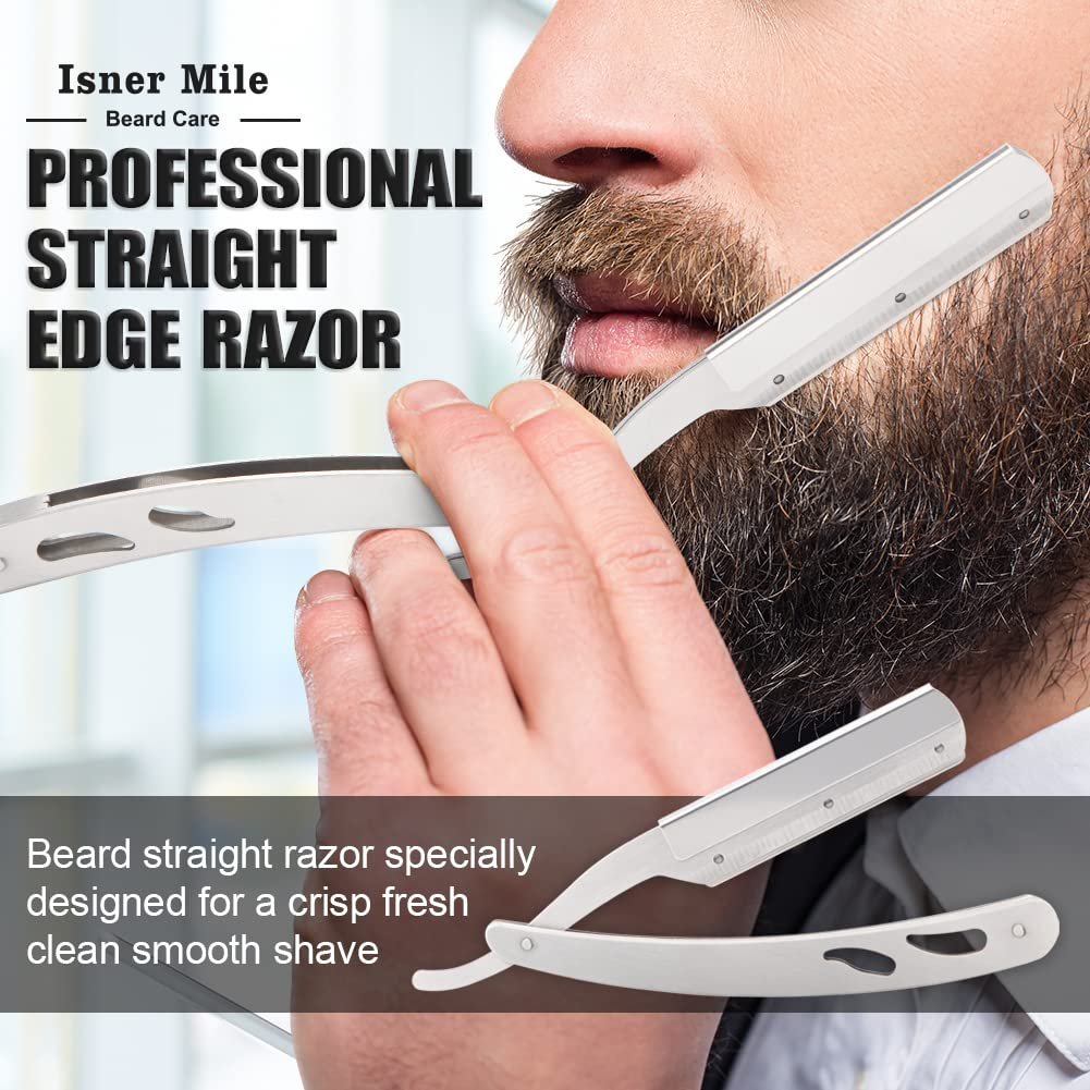 Isner Mile Beard Grooming Kit for Men - Complete Beard Care Set with Oil, Balm, Wash, Brush, Comb & Straight Razor, Gift for Him Avelisse