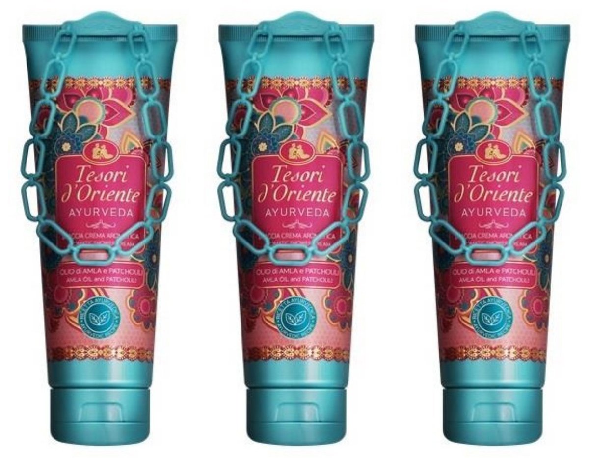 Tesori d'Oriente Ayurveda Aromatic Shower Cream 250ml (Pack of 3) - Soothing Body Wash with Ayurvedic Herbs - görsel 1