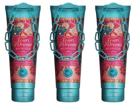 Tesori d'Oriente Ayurveda Aromatic Shower Cream 250ml (Pack of 3) - Soothing Body Wash with Ayurvedic Herbs