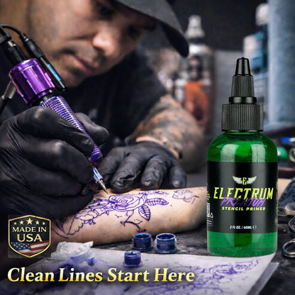 Electrum Tattoo Transfer Gel Solution – 2 oz Stencil Application Gel for Carbon & Marker Stencils, Made in USA by Tattoo Artists