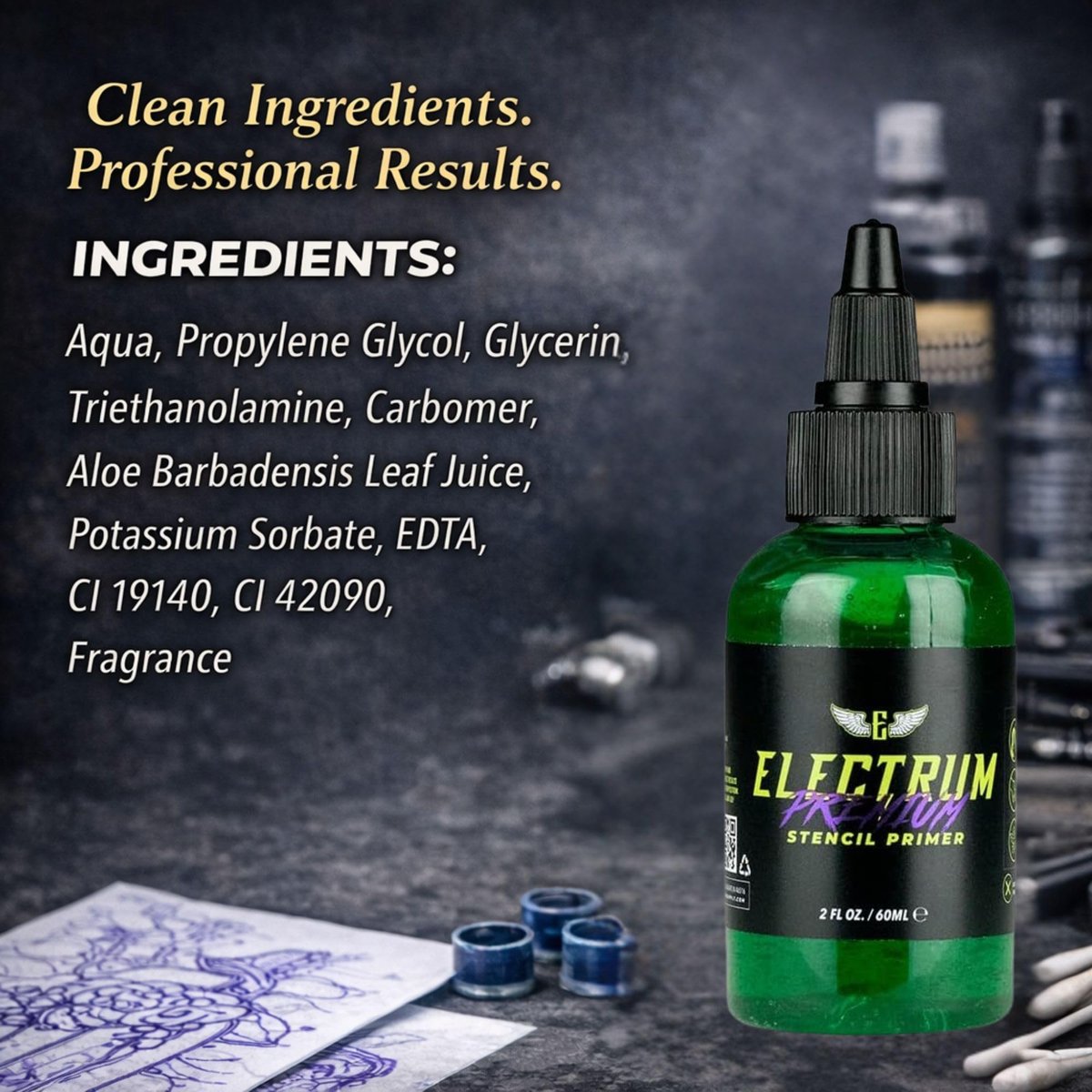 Electrum Tattoo Transfer Gel Solution – 2 oz Stencil Application Gel for Carbon & Marker Stencils, Made in USA by Tattoo Artists - görsel 9