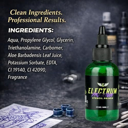 Electrum Tattoo Transfer Gel Solution – 2 oz Stencil Application Gel for Carbon & Marker Stencils, Made in USA by Tattoo Artists