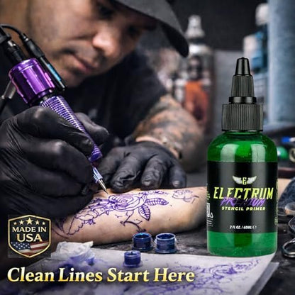 Electrum Tattoo Transfer Gel Solution – 2 oz Stencil Application Gel for Carbon & Marker Stencils, Made in USA by Tattoo Artists