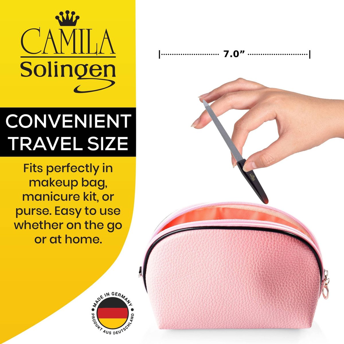 Camila Solingen CS18 Sapphire Metal Nail File - 7 Inch Double Sided Coarse & Fine for Natural Nails, Manicure, Pedicure - görsel 5