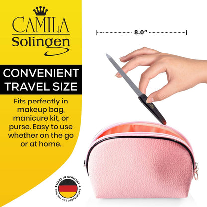 Camila Solingen CS19 Sapphire Metal Nail File – 8-Inch Double Sided Coarse & Fine for Natural Nails, Manicure & Pedicure