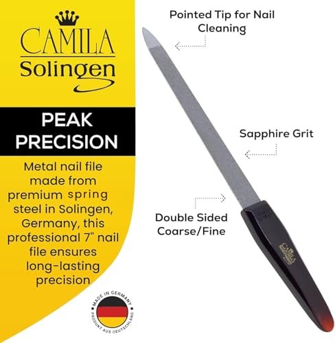 Camila Solingen CS19 Sapphire Metal Nail File – 8-Inch Double Sided Coarse & Fine for Natural Nails, Manicure & Pedicure - görsel 4