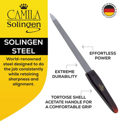 Camila Solingen CS19 Sapphire Metal Nail File – 8-Inch Double Sided Coarse & Fine for Natural Nails, Manicure & Pedicure