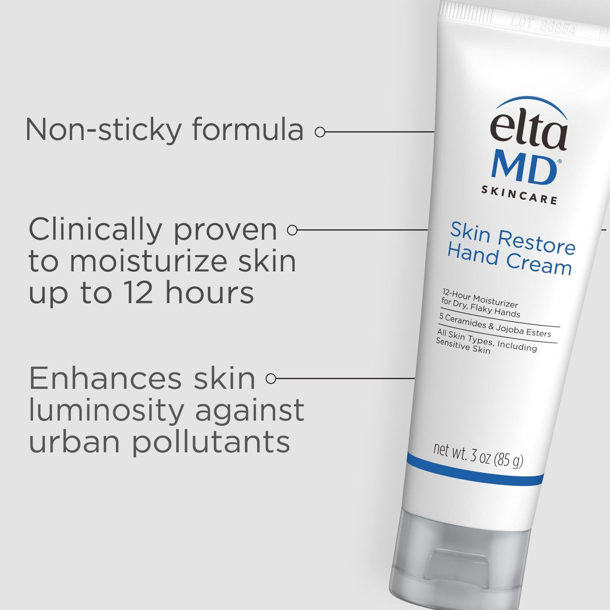 EltaMD Skin Restore Hand Cream – 3 oz | Intensive Moisturizing Hand Lotion for Dry, Sensitive Skin Avelisse