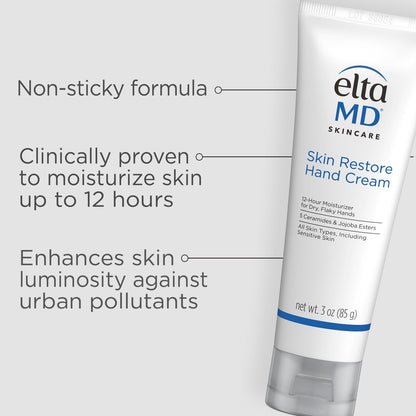 EltaMD Skin Restore Hand Cream – 3 oz | Intensive Moisturizing Hand Lotion for Dry, Sensitive Skin Avelisse