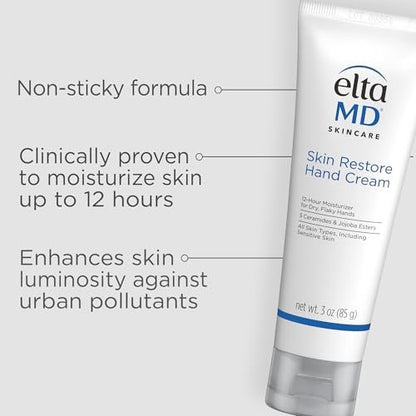 EltaMD Skin Restore Hand Cream – 3 oz | Intensive Moisturizing Hand Lotion for Dry, Sensitive Skin Avelisse