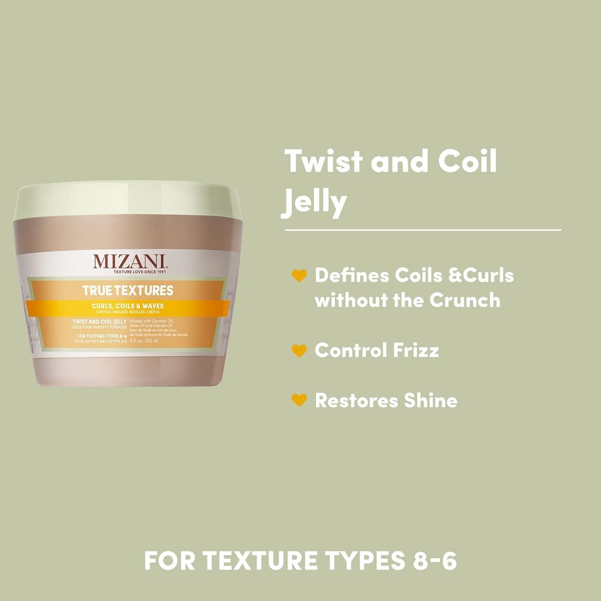 Mizani True Textures Twist and Coil Jelly - Paraben & Silicone-Free with Coconut Oil, 8 oz - görsel 3