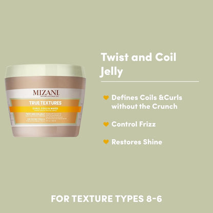 Mizani True Textures Twist and Coil Jelly - Paraben & Silicone-Free with Coconut Oil, 8 oz