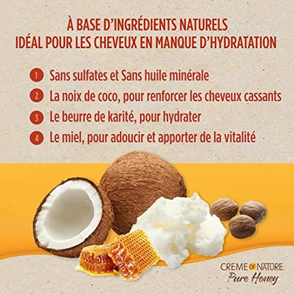 Creme of Nature Pure Honey, Coconut Oil & Shea Butter Hair Mask - Moisture Replenish & Strength, 11.5 oz