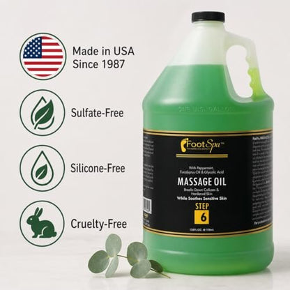 Foot SPA Eucalyptus Massage Oil 128 Oz - Professional & Home Use Massage & Melt Formula for Deep Relief and Revitalized Skin Avelisse