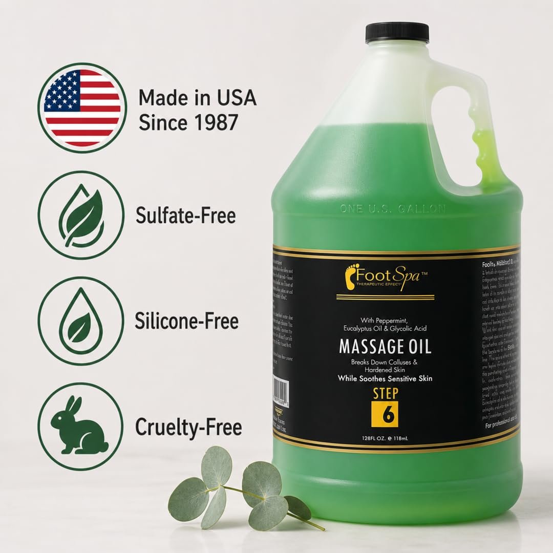 Foot SPA Eucalyptus Massage Oil 128 Oz - Professional & Home Use Massage & Melt Formula for Deep Relief and Revitalized Skin Avelisse