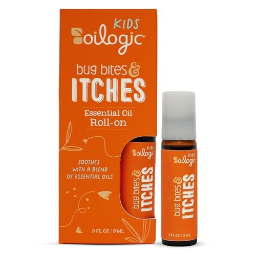 Oilogic Bug Bite Itch Roll-On Essential Oil for Kids – 100% Pure Essential Oils for Soothing Skin, Gentle Kids-Safe Formula for Toddlers & Children, Indoor & Outdoor Use, 9ml