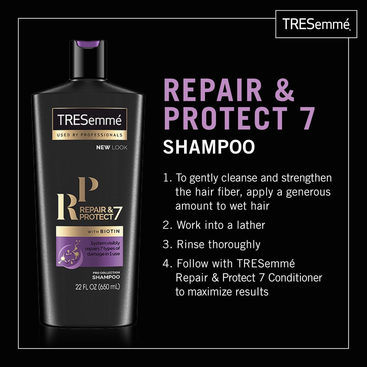 TRESemmé Repair & Protect 7 Shampoo and Conditioner Set with Biotin, 22 Fl Oz Each Avelisse