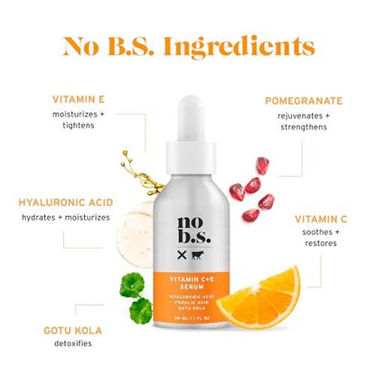 Vitamin C + E Serum - Firming Face Serum for Anti-Aging, Smooths, Hydrates, Plumps Fine Lines & Reduces Dark Spots (1 fl oz) | No Bad Stuff Avelisse