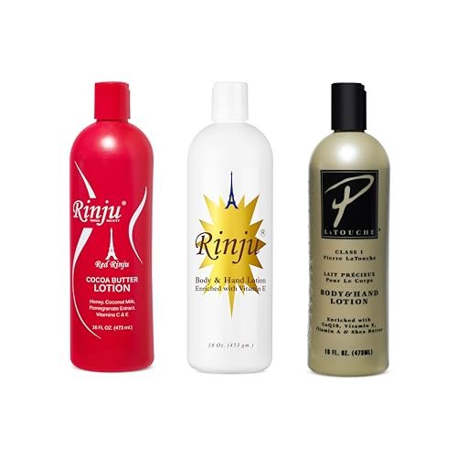Rinju Shea Butter & Red Cocoa Butter Lotion Set – Vitamin E Daily Moisturizer (3 x 16 oz + 2 oz Rubee Lotion) - görsel 2