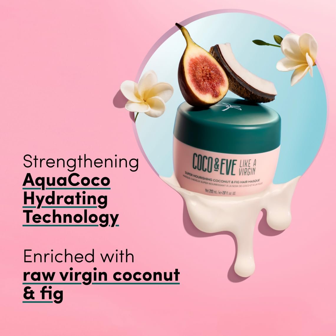 Coco & Eve Like a Virgin Hair Masque - Coconut & Fig Hair Mask for Dry Damaged Hair with Shea Butter & Argan Oil | Deep Conditioning Hair Treatment (212 ml) - görsel 7